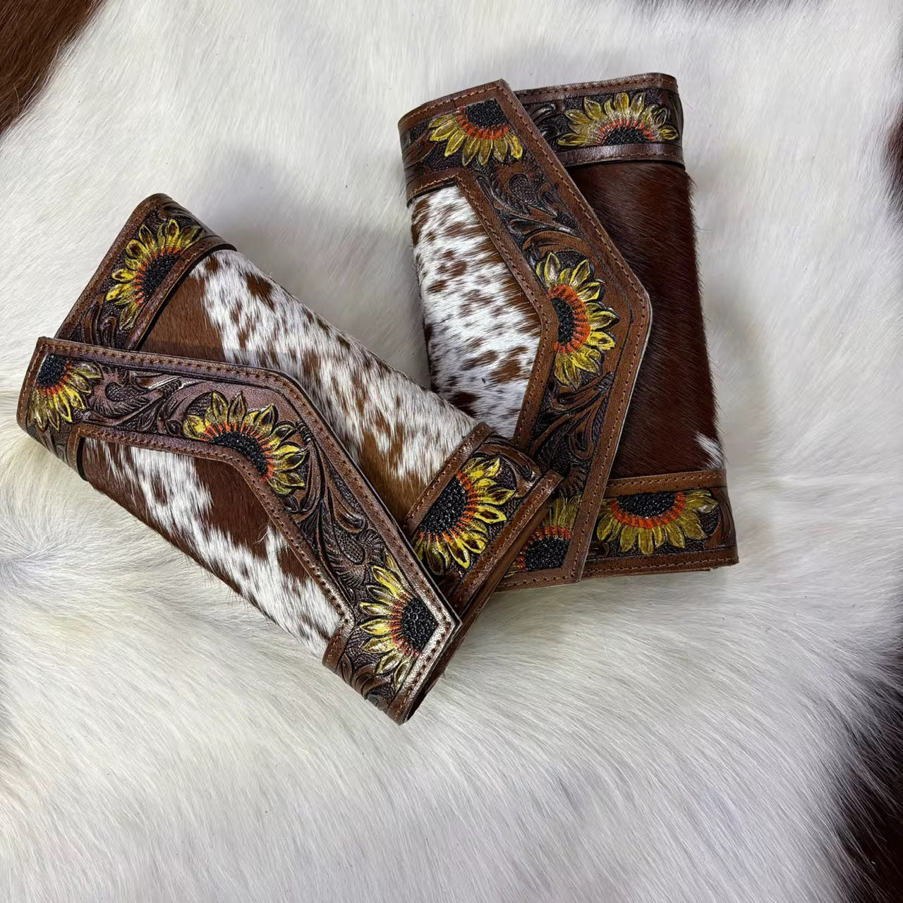 Sunflower Cowhide Wallet - PRE ORDER